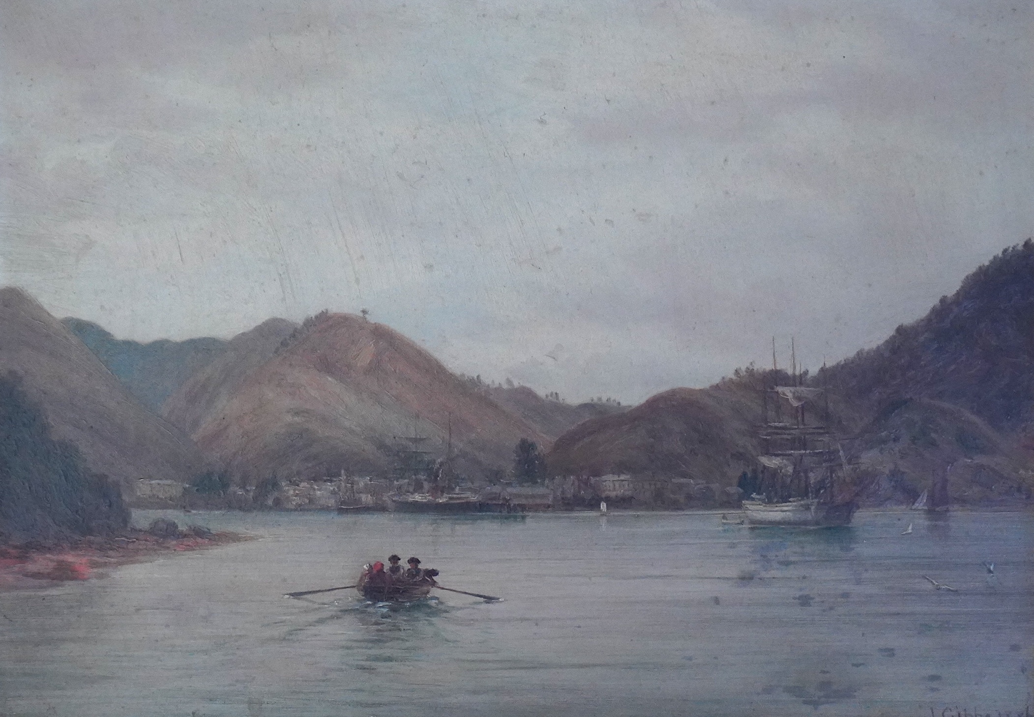 John Gibb (British, 1831-1909), 'No.8 Picton, Queen Charlotte Sound', New Zealand, oil on mill board, 24.5 x 34.5cm